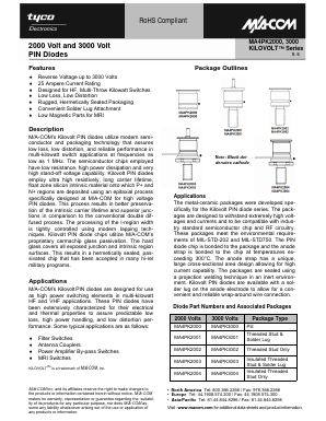 MA4PK2003 Datasheet PDF Tyco Electronics