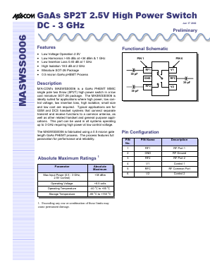 MASWSS0006 Datasheet PDF Tyco Electronics