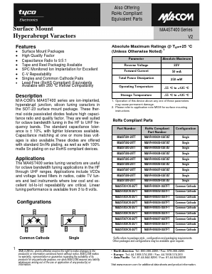 MA4ST401 Datasheet PDF Tyco Electronics