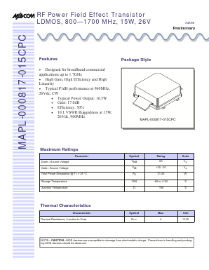 MAPL-000817-015CPC-072706 Datasheet PDF Tyco Electronics