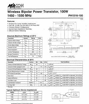 PH1516-100 Datasheet PDF Tyco Electronics