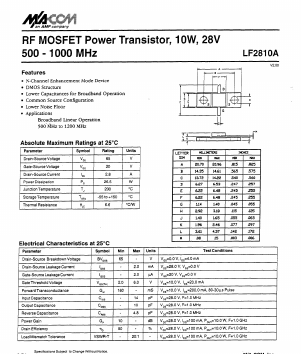 LF2810A Datasheet PDF Tyco Electronics