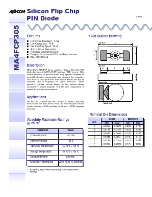 MA4FCP305-W Datasheet PDF Tyco Electronics