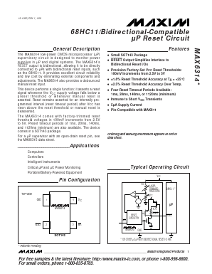 MAX6314 Datasheet PDF Maxim Integrated