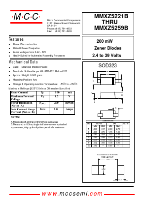 MMXZ5221B Datasheet PDF Micro Commercial Components