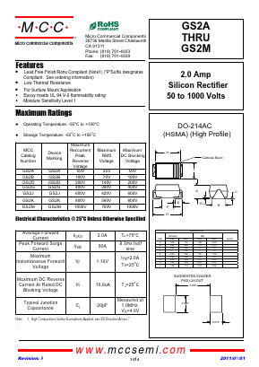 GS2D Datasheet PDF Micro Commercial Components