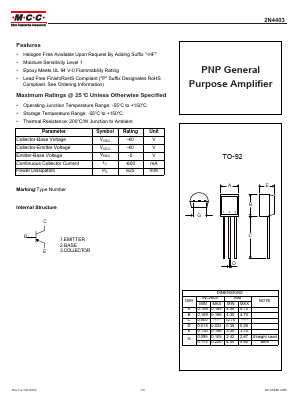 2N4403-BP-HF Datasheet PDF Micro Commercial Components