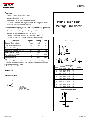 MMBTA92-TP Datasheet PDF Micro Commercial Components