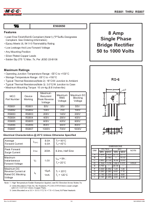 RS802 Datasheet PDF Micro Commercial Components