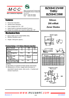 BZX84C2V4W Datasheet PDF Micro Commercial Components