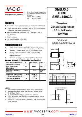SMBJ10CA-TP Datasheet PDF Micro Commercial Components