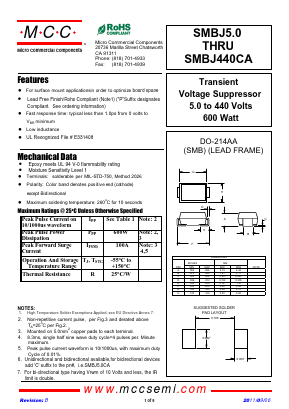 SMBJ180CA-TP Datasheet PDF Micro Commercial Components