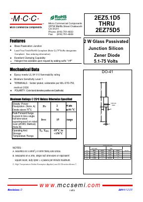 2EZ5.6D5-BP-HF Datasheet PDF Micro Commercial Components