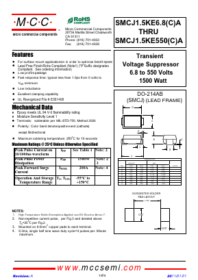 SMCJ1.5KE13CA Datasheet PDF Micro Commercial Components