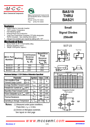 BAS19 Datasheet PDF Micro Commercial Components