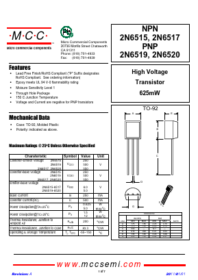 2N6520-BP Datasheet PDF Micro Commercial Components