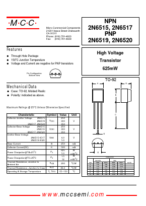 2N6519 Datasheet PDF Micro Commercial Components