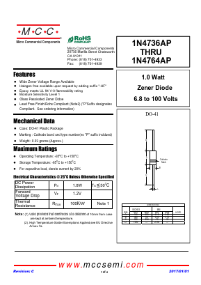 1N4736AP Datasheet PDF Micro Commercial Components