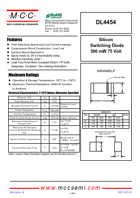 DL4454 Datasheet PDF Micro Commercial Components
