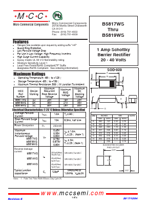 B5818WS Datasheet PDF Micro Commercial Components