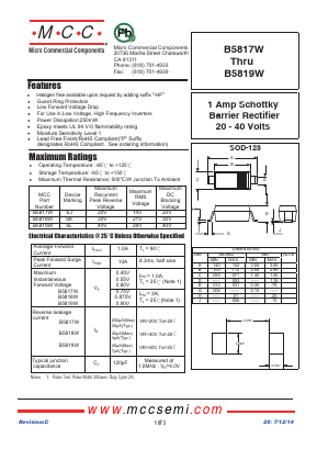 B5817W-TP-HF Datasheet PDF Micro Commercial Components