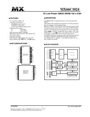 MX66C1024TC-70 Datasheet PDF Macronix International