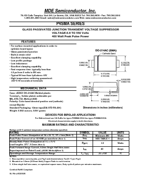 P4SMA530A Datasheet PDF MDE Semiconductor