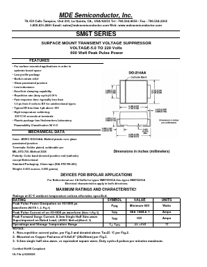SM6T15A Datasheet PDF MDE Semiconductor
