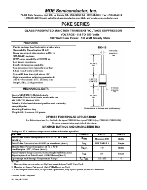 P6KE10 Datasheet PDF MDE Semiconductor