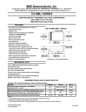 5.0SMLJ100A Datasheet PDF MDE Semiconductor, Inc.