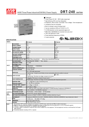 DRT-240-24 Datasheet PDF Mean Well Enterprises Co., Ltd.