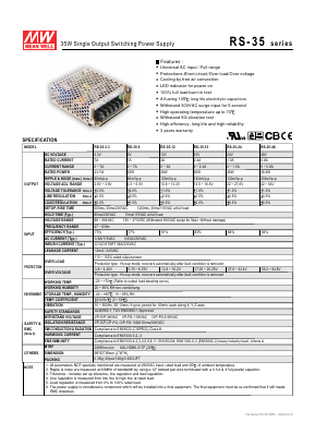 RS-35-5 Datasheet PDF Mean Well Enterprises Co., Ltd.