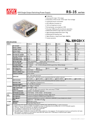RS-35-48 Datasheet PDF Mean Well Enterprises Co., Ltd.