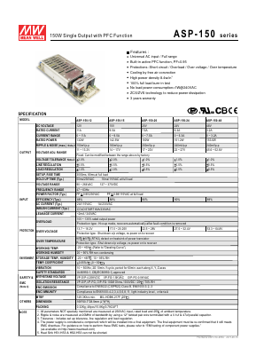 ASP-150-20 Datasheet PDF Mean Well Enterprises Co., Ltd.