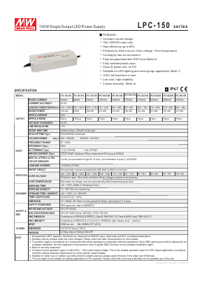 LPC-150-1750 Datasheet PDF Mean Well Enterprises Co., Ltd.