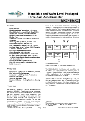 MXC4881XC Datasheet PDF MEMSIC Semiconductor (Tianjin) Co., Ltd.
