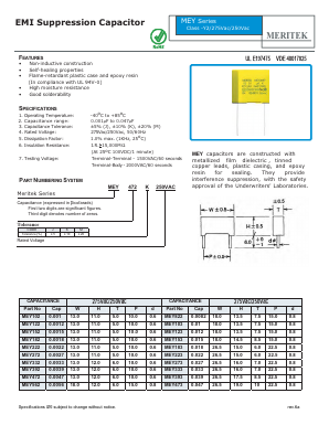 MEY393J250VAC Datasheet PDF MERITEK ELECTRONICS CORPORATION