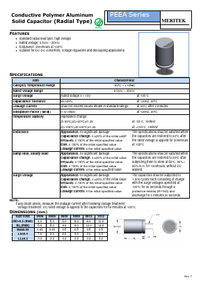 PEEA2R5102M Datasheet PDF MERITEK ELECTRONICS CORPORATION