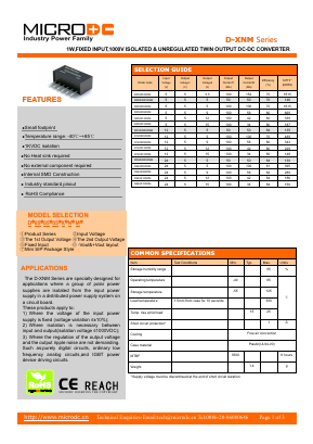 D050515XNM Datasheet PDF Microdc power Technology Co., Ltd