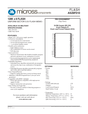 AS29F010CW-120/883C Datasheet PDF Micross Components