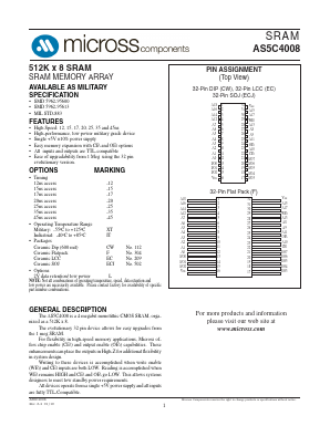 AS5C4008ECJ-45/IT Datasheet PDF Micross Components
