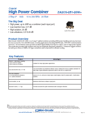 ZA2CS-251-20W Datasheet PDF Mini-Circuits