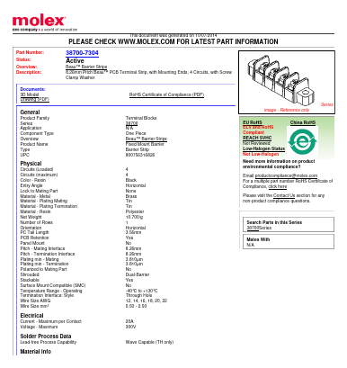 70504-50 Datasheet PDF Molex Connectors