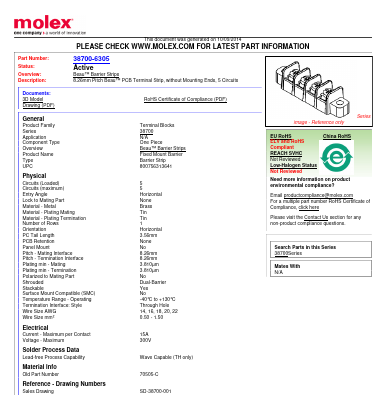 70505-C Datasheet PDF Molex Connectors