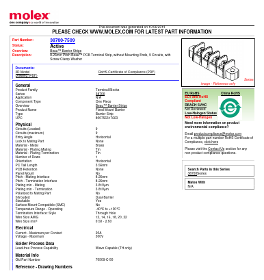 70509-C-50 Datasheet PDF Molex Connectors