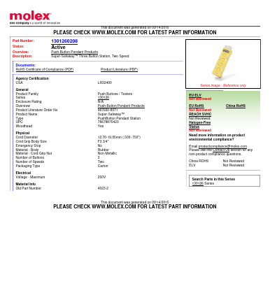 1301260208 Datasheet PDF Molex Connectors