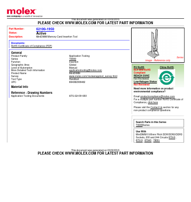 62100-1950 Datasheet PDF Molex Connectors