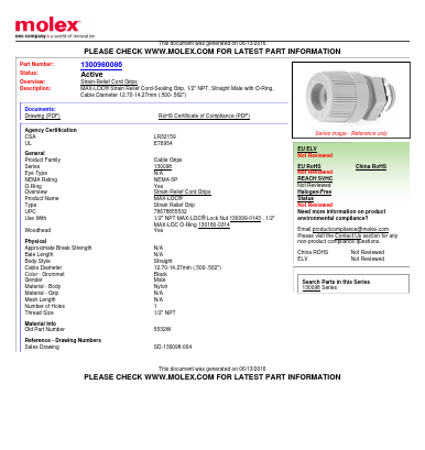 1300980086 Datasheet PDF Molex Connectors