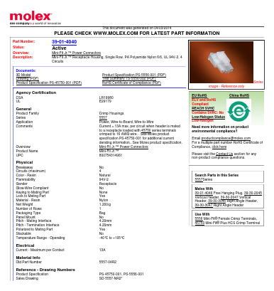 5557-04R2 Datasheet PDF Molex Connectors