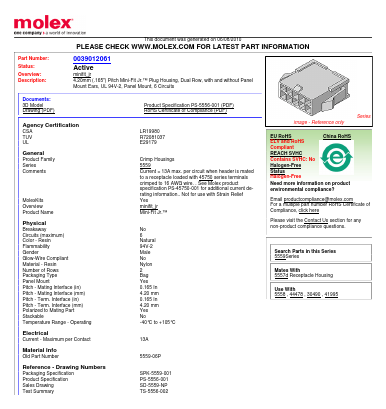 39-01-2061 Datasheet PDF Molex Connectors